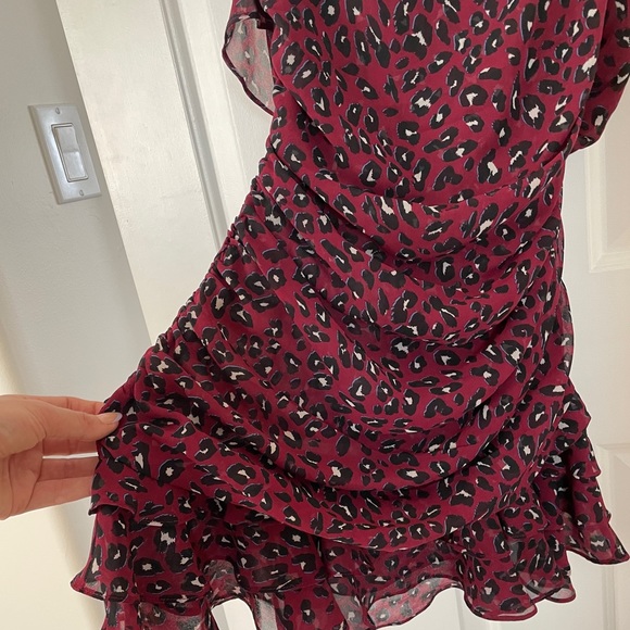 Mistress Rocks Deep Red Leopard Ruffle mini dress - Picture 3 of 4
